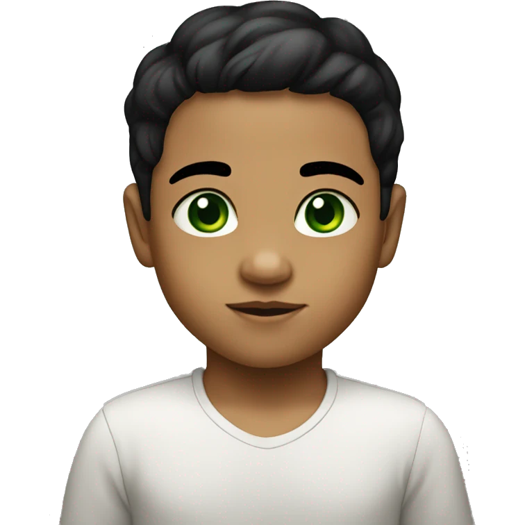 small cute baby with tan skin green eyes and black hair emoji