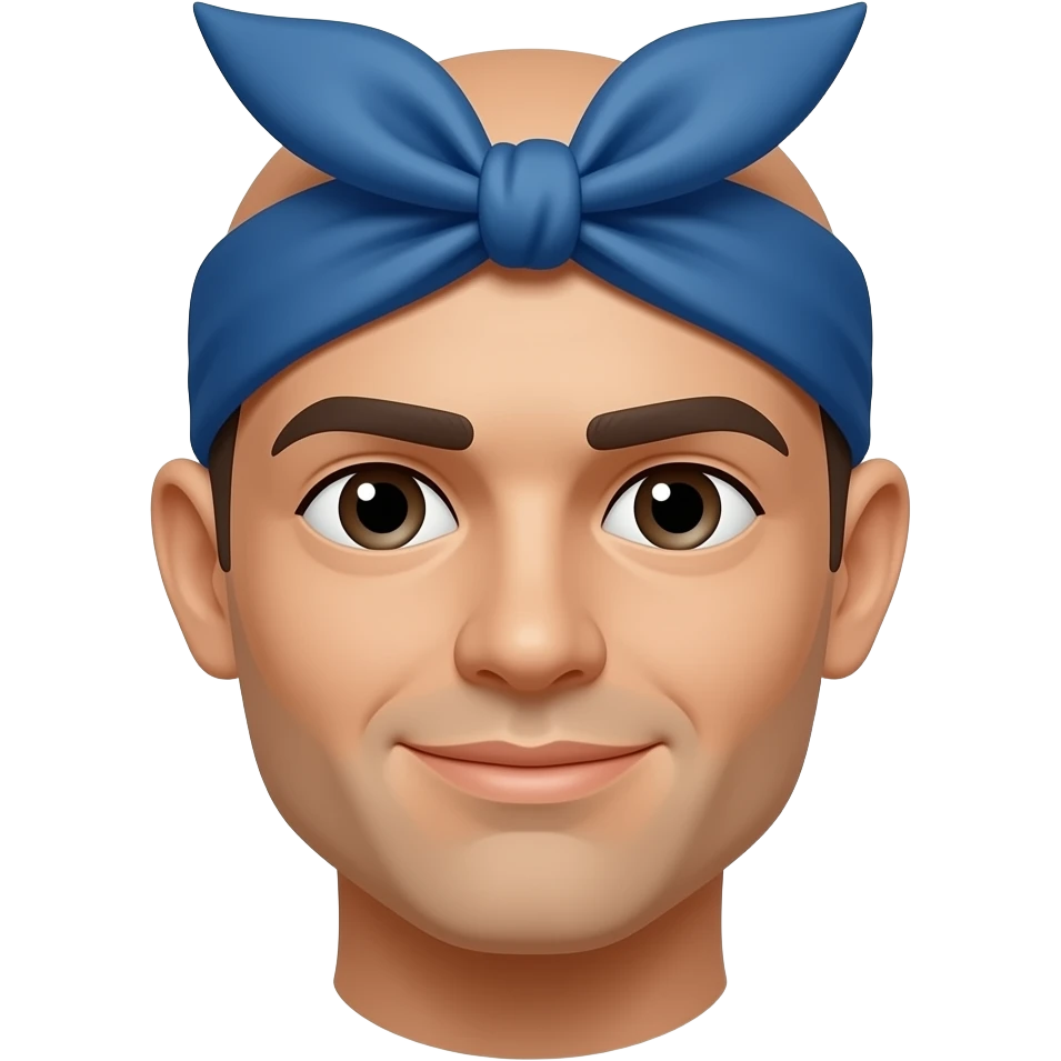 Blue bandana in his forehead, only head ang make it more light brown skin emoji