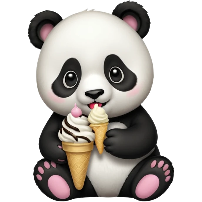 Panda eating ice cream emoji