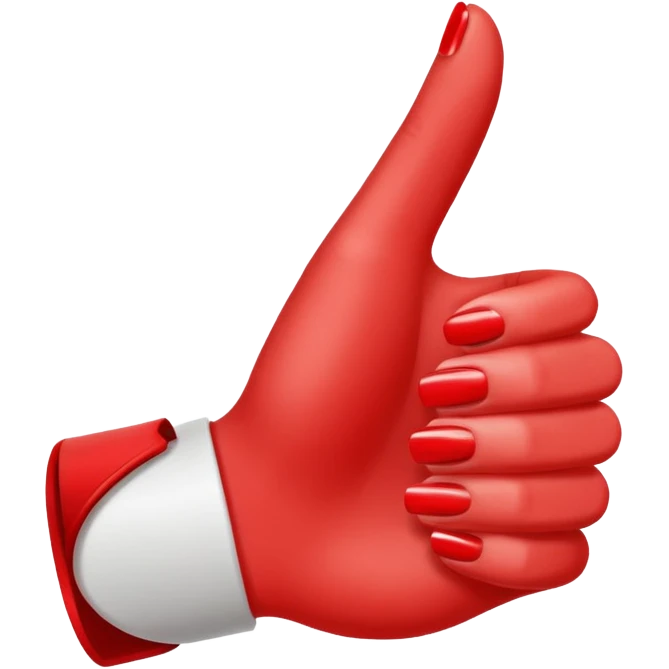 hand with bright red manicure, making a thumbs up emoji