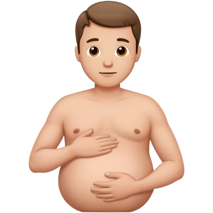 Pregnant man with hands on belly emoji