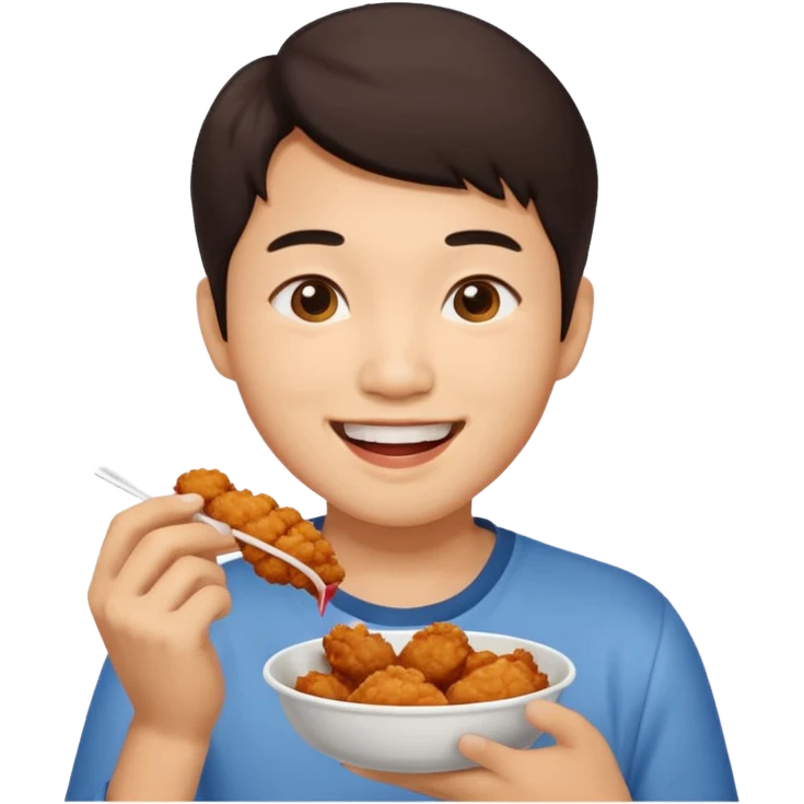 Asian eating fried chickeb emoji