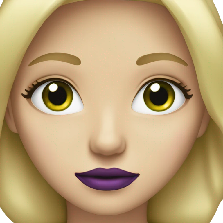 Blonde girl with green eyes and purple lips emoji