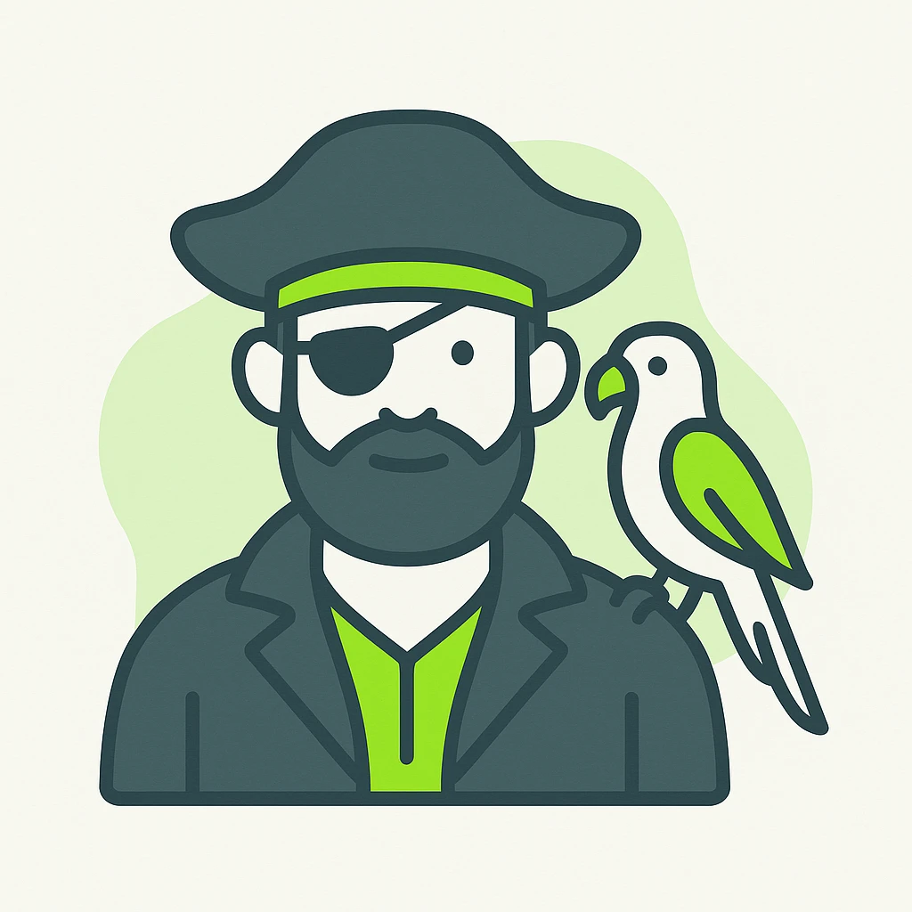 pirate with eye patch and parrot emoji