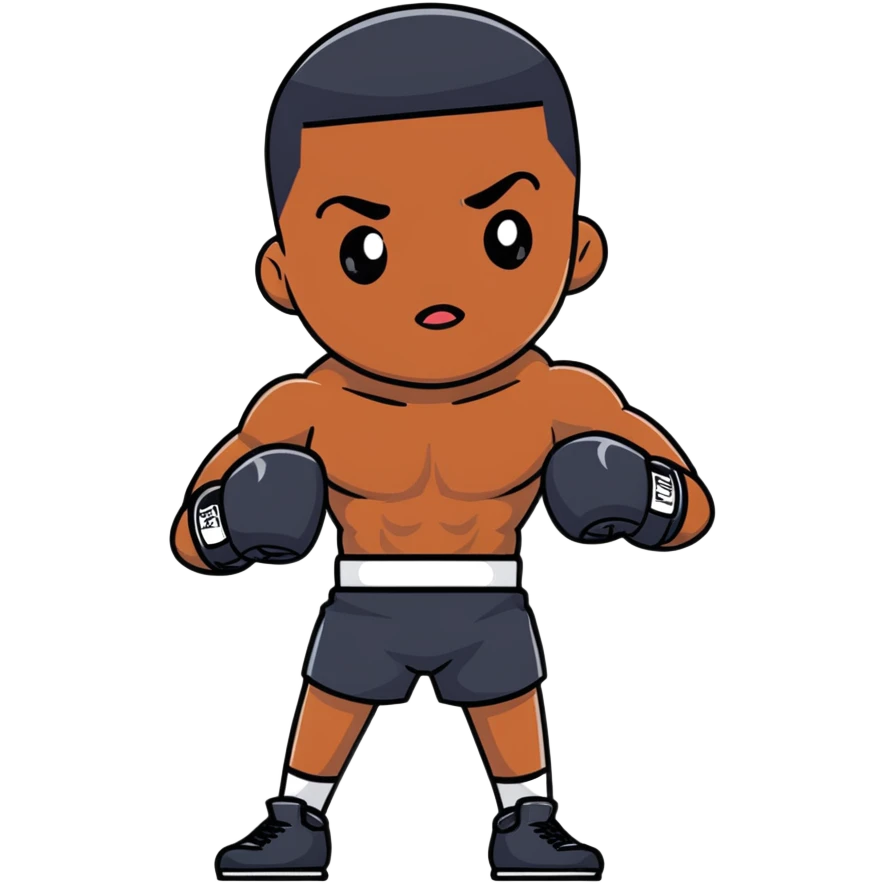 Passport photo portrait of a young 19-year-old Black male boxer, formal front-facing pose, neutral background, athletic build emoji