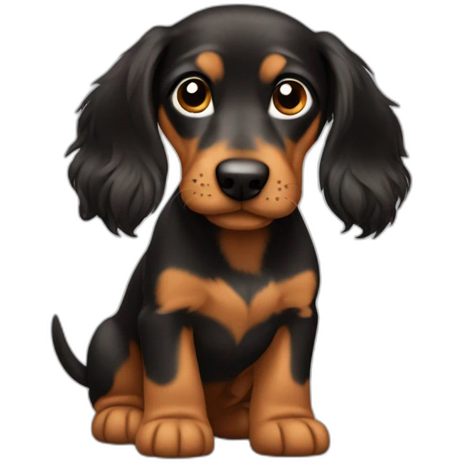 puppy teckel with long hair emoji