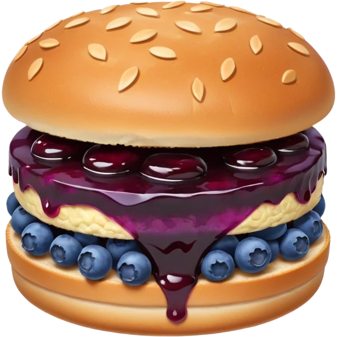 Make an emoji of a blueberry patty (small) that's broken off a bit so you can see the blueberry jam emoji