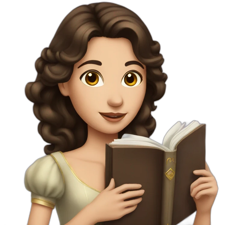 Brunette princess with book emoji