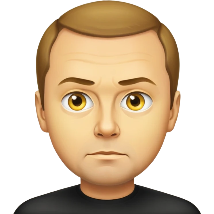photorealistic portrait of Dmitry Medvedev as an emoji, round yellow face, very detailed and realistic, serious look emoji