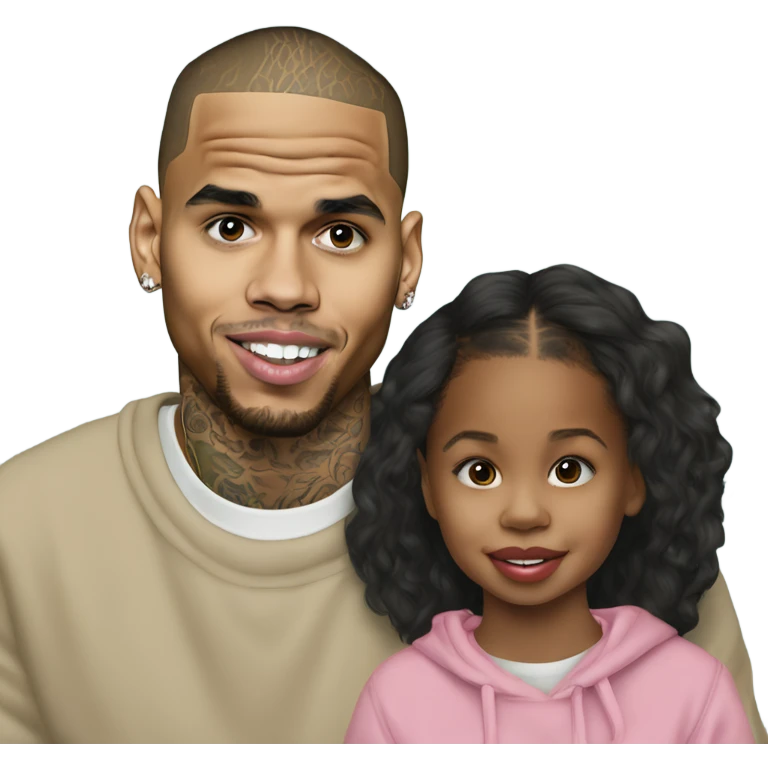 Photo Realistic Chris Brown with daughter Royalty, son aeko emoji
