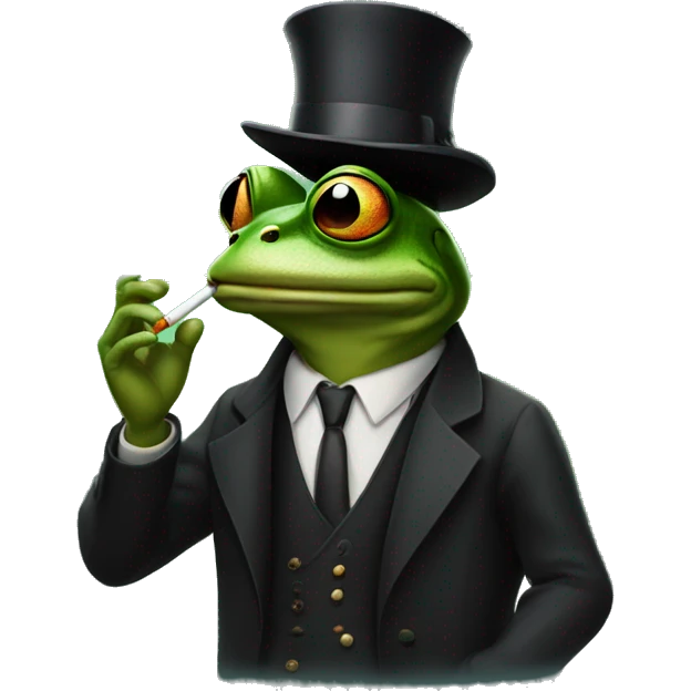 Frog godfather holding a cigarette emoji