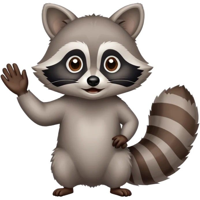 raccoon waving enthusiastically emoji