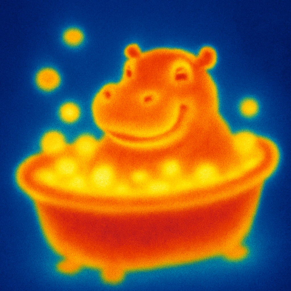 happy hippo with bubbles in bathtub emoji
