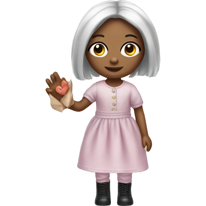 Doll with picture in the hand emoji
