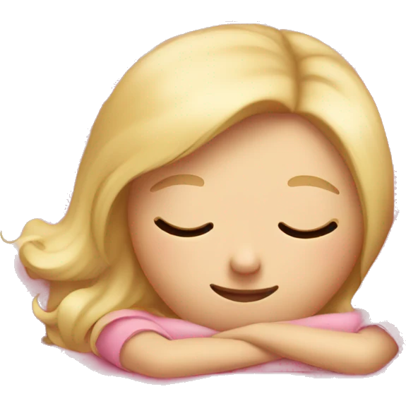 blonde hair girl sleeping in pink bed emoji