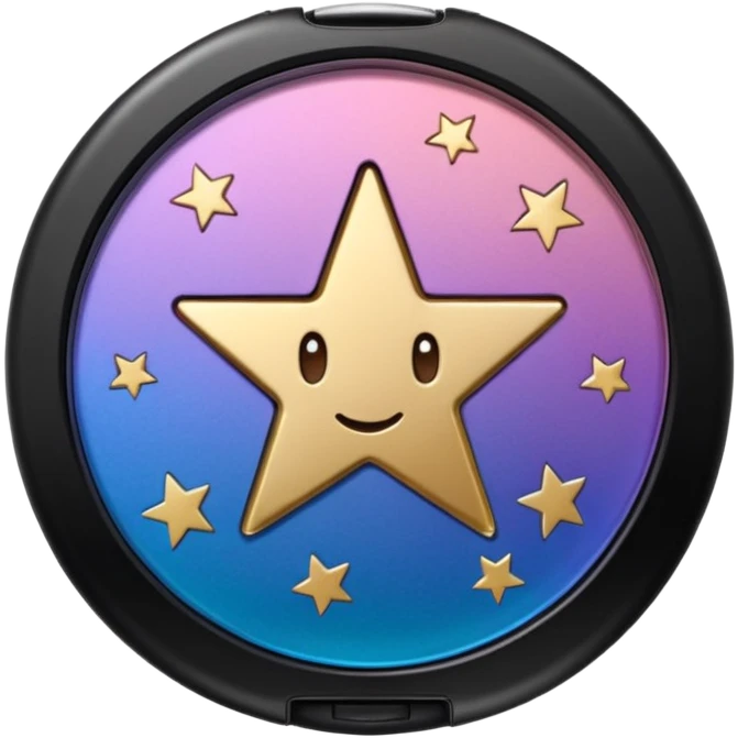A round case that narrows toward the bottom, with a star-shaped debossed pattern on the eyeshadow and a debossed ETUDE logo beneath it emoji