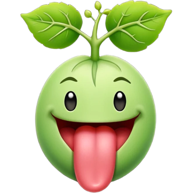 Tongue → tiny vine sprout (playful/sexy) emoji