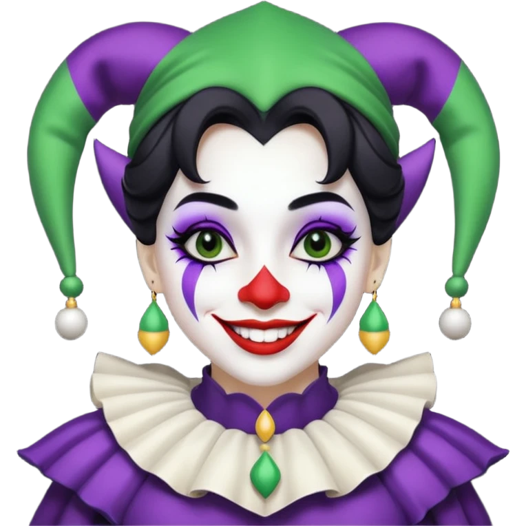 make a black and white jester with white makeup and black lipstick emoji