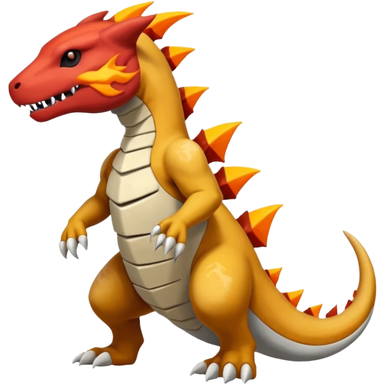 Black and red and orange and yellow magmatic Marowak-Cubone-Salandit-Charmeleon-fusion (full body) emoji
