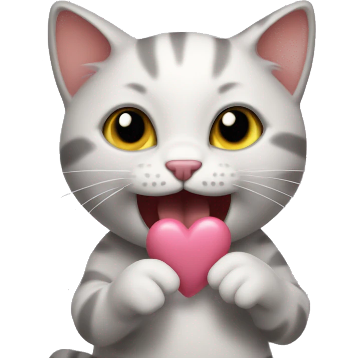 kitty sticking tongue out holding hand hearts emoji