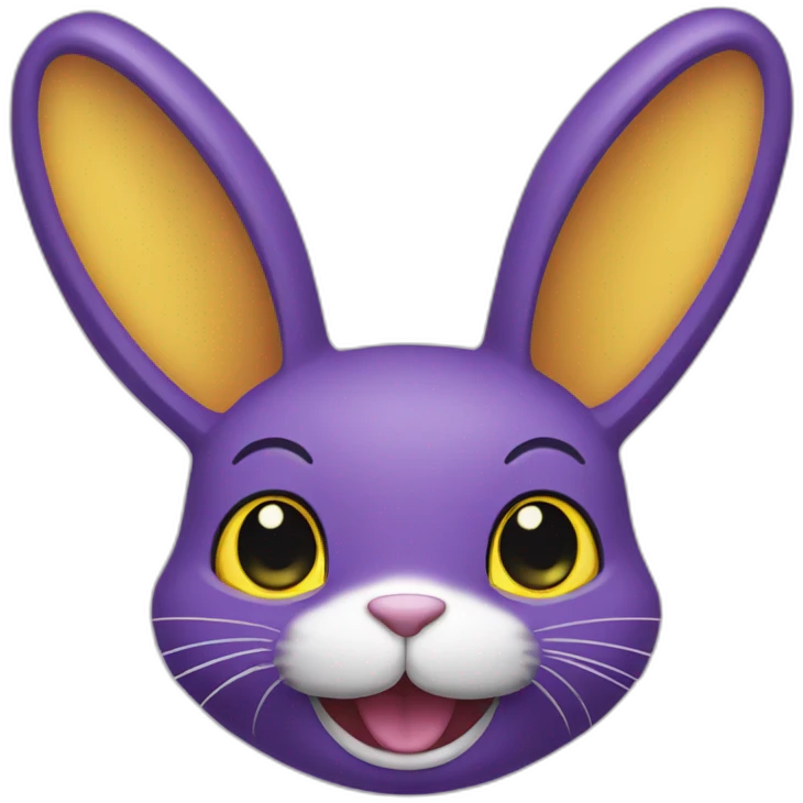 Purple rabbit with yellow teeth and yellow eyes emoji