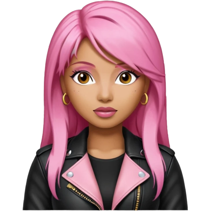 Nicki Minaj pink hair wear leather jacket emoji