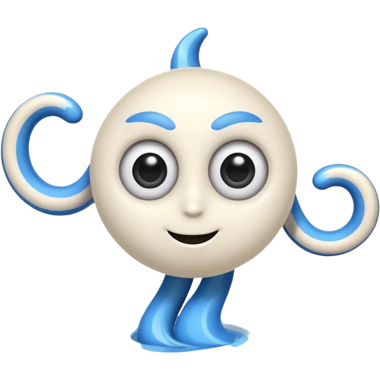 playful cyclone swirl character with big cartoon eyes at top, thin black arms and legs extending from swirl, friendly mascot vibe, clean emoji-style art, simple shading emoji