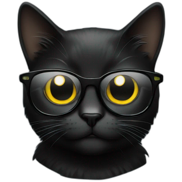 black cat in glasses  emoji
