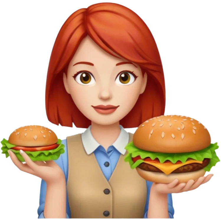 women  with hamburgers red hair emoji