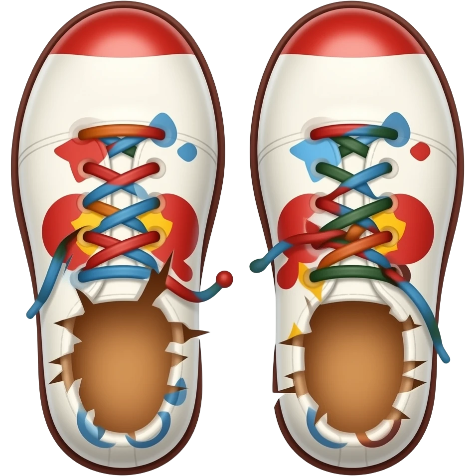 White toes with red toenails ripping of clown shoes emoji