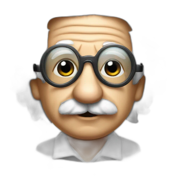 Albert Einstein wearing pilot goggles on head emoji