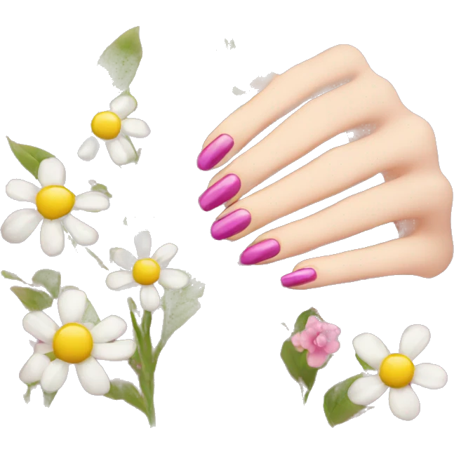 Nails with flowers emoji