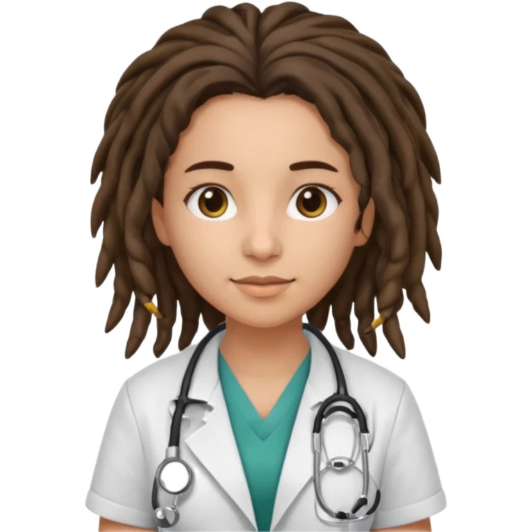 brunette girl doctor with dreadlock emoji