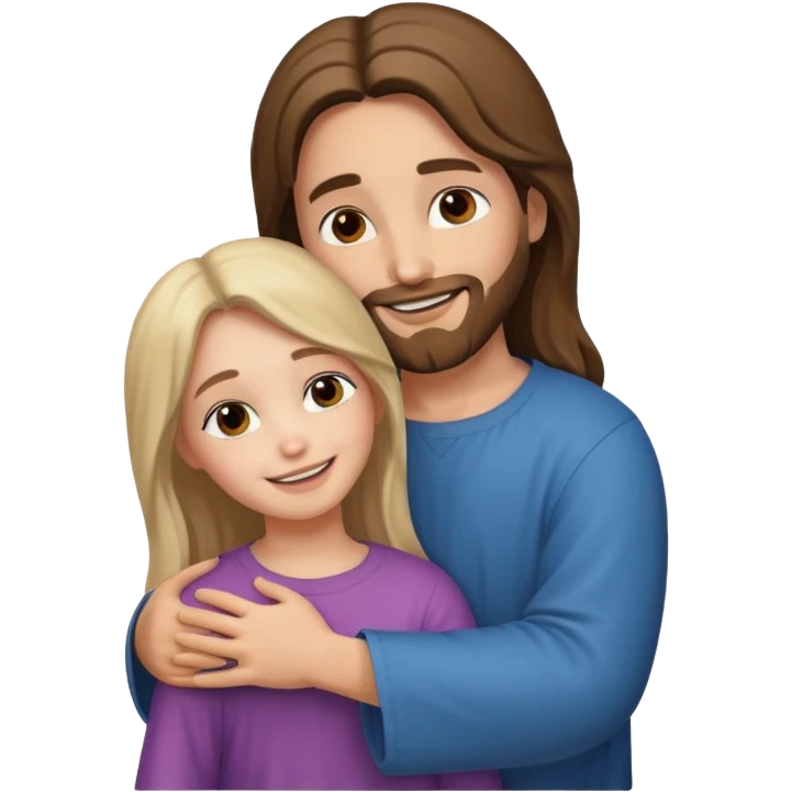 Jesus hugs a girl emoji