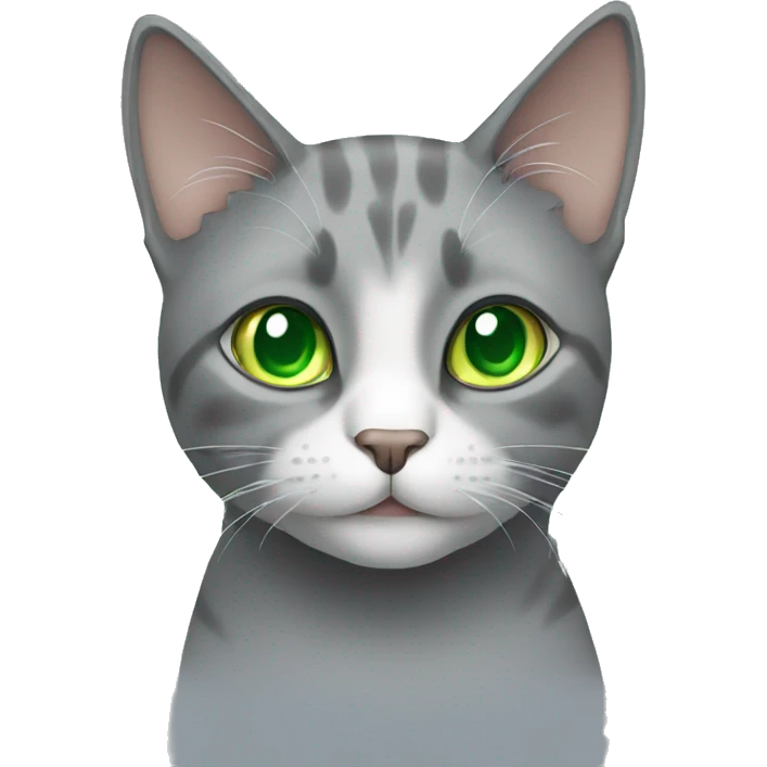 gray cat with green eyes  emoji