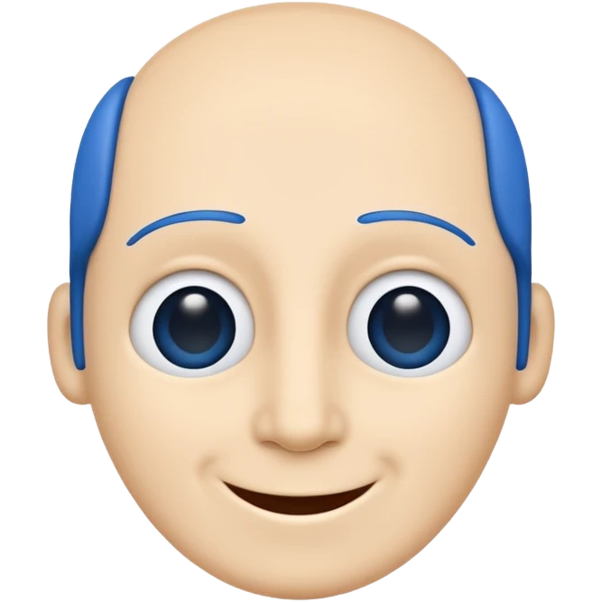 Blue stick figure happy remove eyebrows, nose and mouth emoji