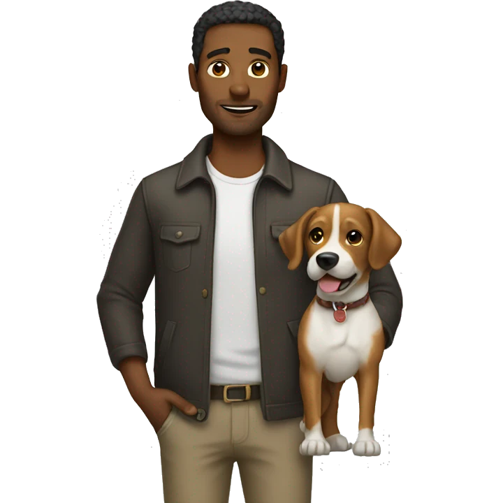a man with a dog emoji