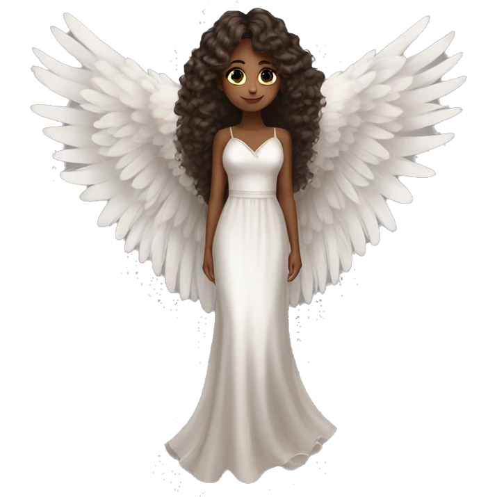 Beautiful black angel wings long dress brown hair eyelashes emoji