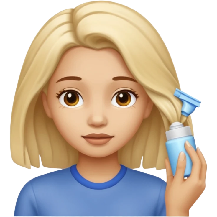 girl applying crema to her hair emoji
