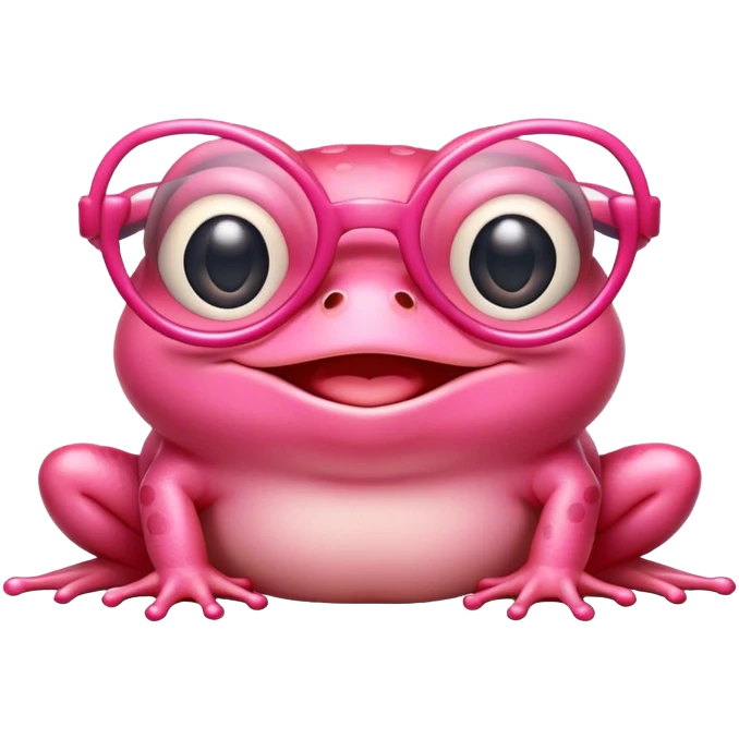 smiling pink frog with big glasses emoji