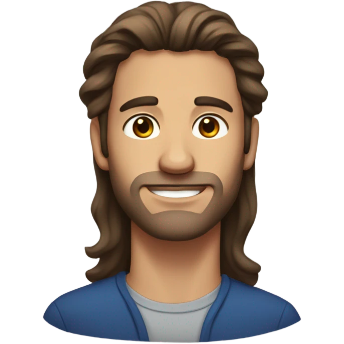 male, long brown hair, brown glass stubble emoji