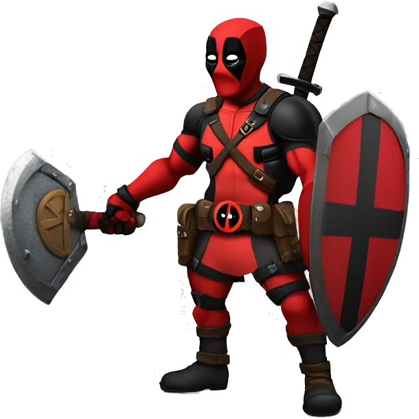 Deadpool holding Viking shield emoji