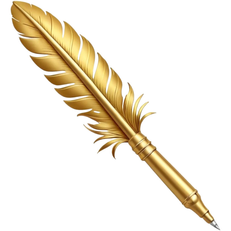3D perspective Premium golden feather pen emoji