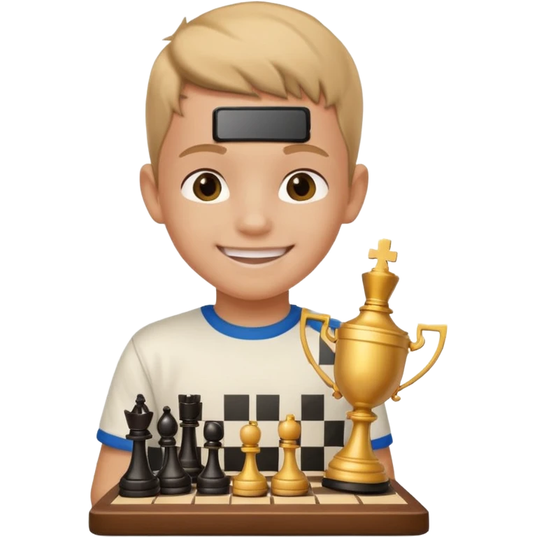 Kid with trophy, Chess club. emoji