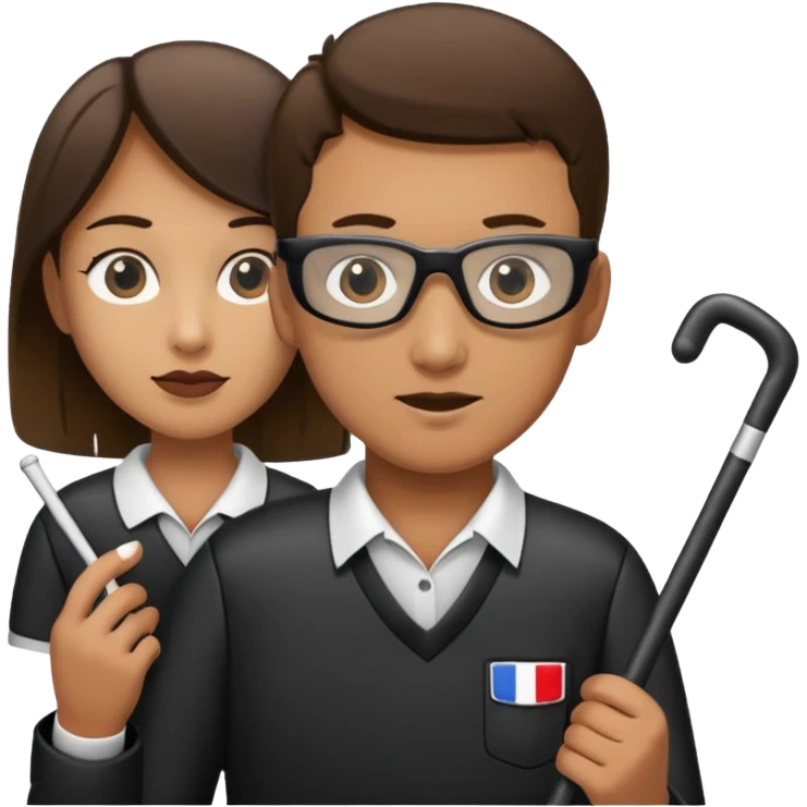 Blind hockey referee skating with a blind person’s cane emoji