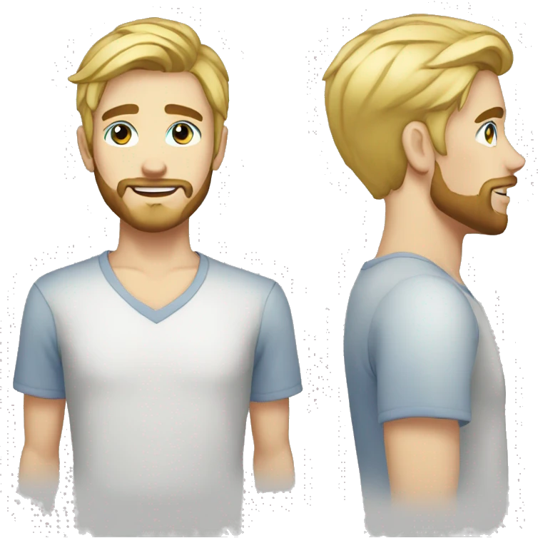 20 year old man blonde hair blue eyes and a beard emoji