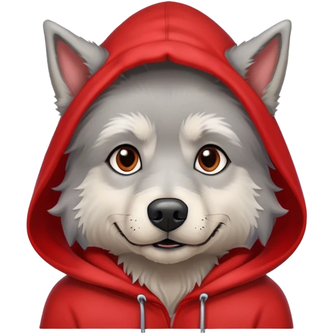 Gray dog scruffy red hood sweatshirt  emoji