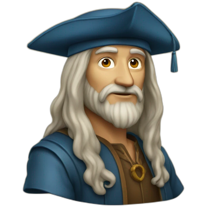 leonardo da vinci with cap emoji