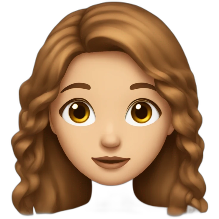 Beautiful girl with long brown hair and brown eyes emoji