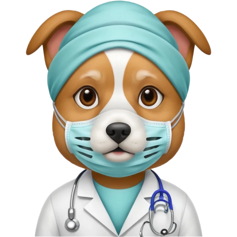 doctor dog wearing medical mask emoji